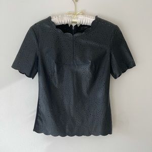 BCBGMAXAZRIA Faux Black Leather Top, XS